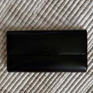 Lodis Classic Black Leather Clutch